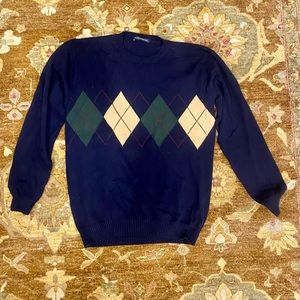 Brandy Melville Navy Crew-Neck Argyle Sweater
